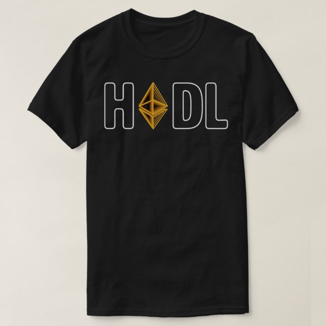 Camiseta Hodl Eethum dourado presente de arte da tipografia (Frente do Design)
