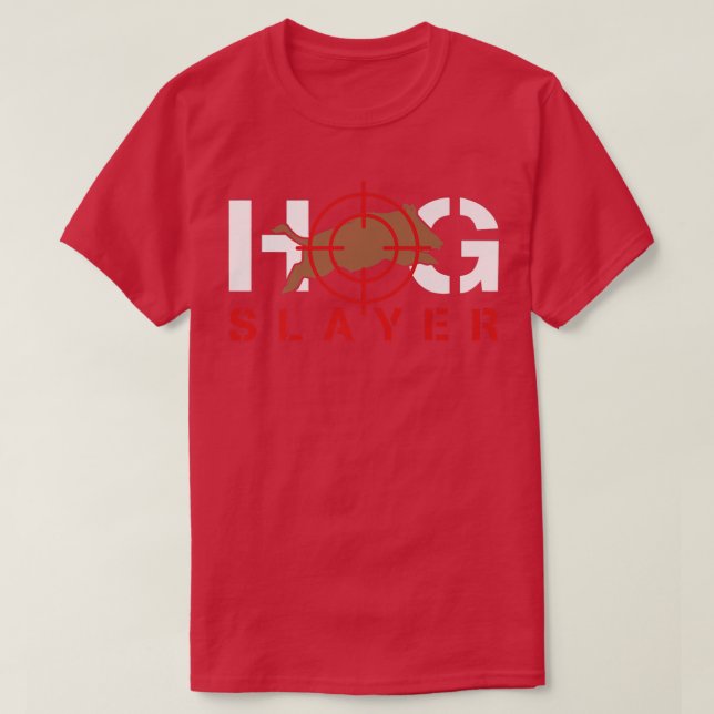 Camiseta Hog Slayer Hunting Wild Boar Pig Hunter Premium  (Frente do Design)
