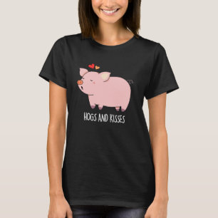 Camiseta Hoge E Kisses Engraçados Porco Negra