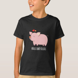 Camiseta Hoge E Kisses Engraçados Porco Negra