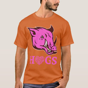 Camiseta Hogs Rosa Cabeça de Razorback com fitas cor-de-ros