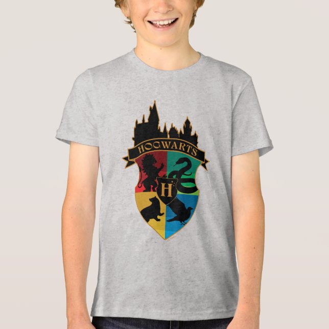 Camiseta HOGWARTS™ Castle Crest House Pride Badge (Frente)