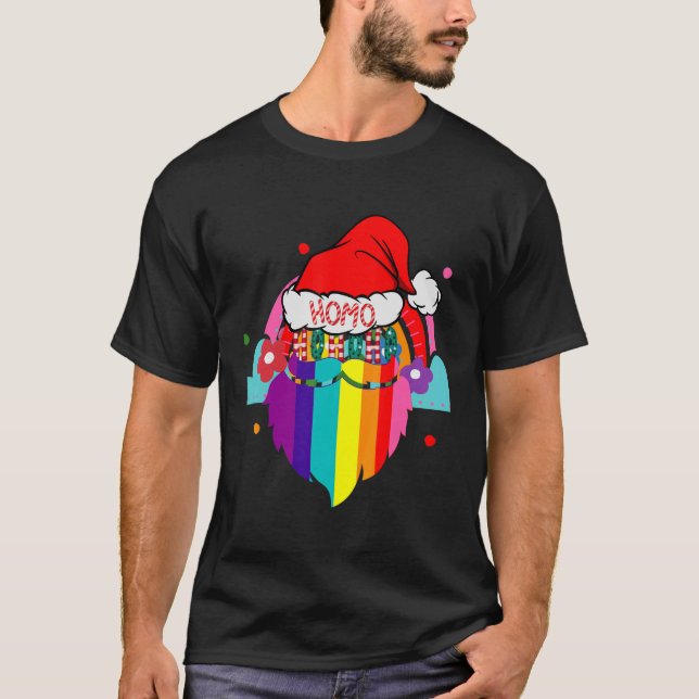 Camiseta Hoho Homo Gay Natal Santa Hat Aniversário Gay Sa (Frente)