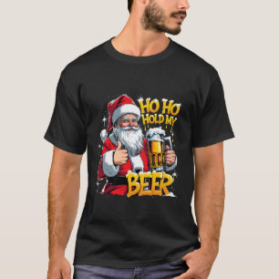 Camiseta HoHo Segure Minha Cerveja Arte Divertida de Papai 