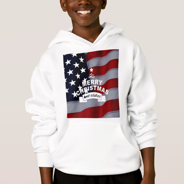 Camiseta HOHOHO! Dia de Natal US Flag Hoodie (Frente)