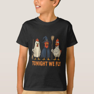 Camiseta Hoje à noite, Voamos Engraçadas Bruxas Galinhas do
