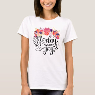 Camiseta Hoje Escolho Joy - Floral Watercolor