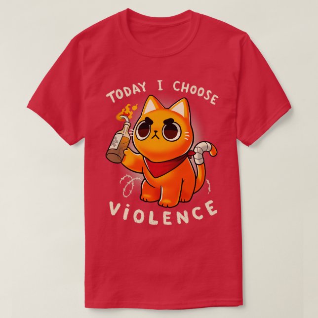 Camiseta Hoje eu escolho violência Gatinho Irritado Protest (Frente do Design)