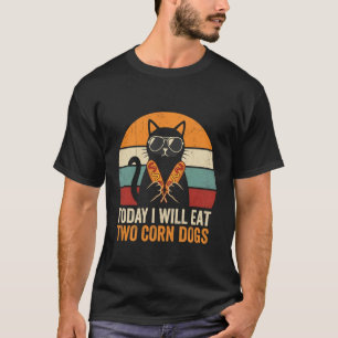 Camiseta Hoje Eu Vou Comer Dois Corn Dogs Meme Gato Diverti