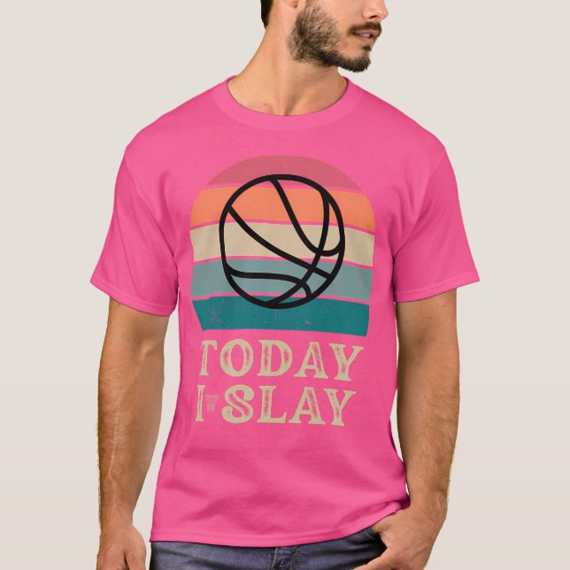 Camiseta Hoje I Jogar Basquete (Fundo Escuro) (Frente)