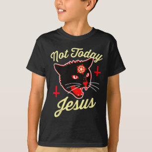 Camiseta Hoje Jesus Cristo Satã Gato Morte Cruzada Vintagem
