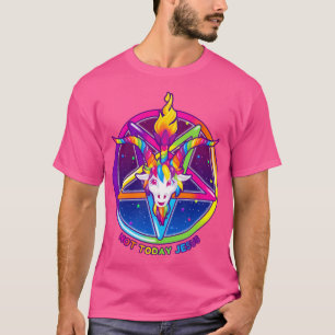 Camiseta Hoje Jesus Rainbow Baphomet Pentagram Sigil S