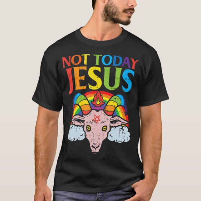 Camiseta Hoje Não é Jesus Satã Capata Satanás o Arco-Íris S (Frente)