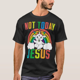 Camiseta Hoje não Jesus Satã de Deus Capa Satanás Arco-Íris