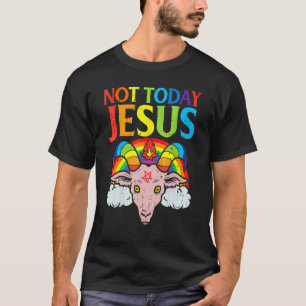 Camiseta Hoje Não Jesus Satan Bode Satânico Arco-íris Satan