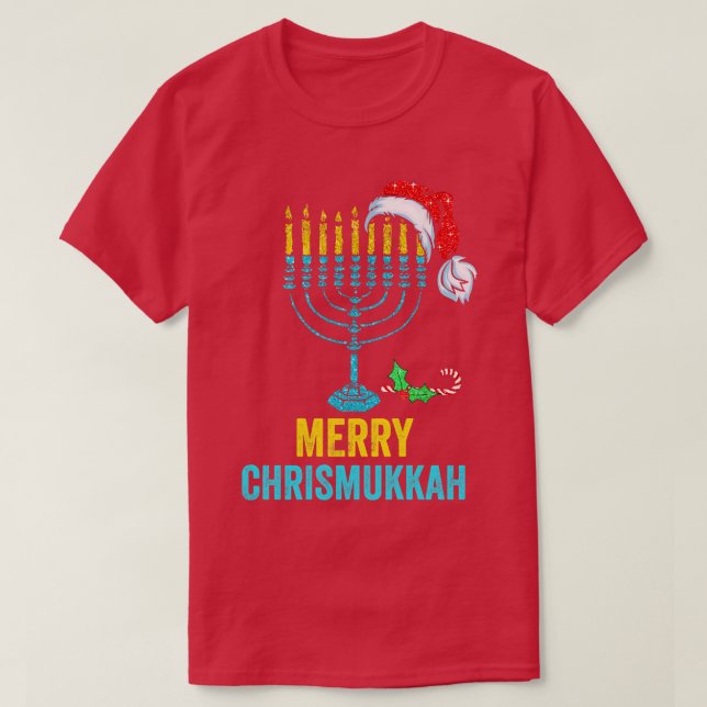 Camiseta Hoje não Papais noeis Hanukkah Chanukah Santa Hat  (Frente do Design)