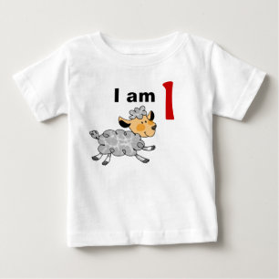 Camiseta Hoje tenho 1 ano (cordeiro giro)