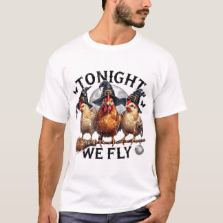 Camiseta Hoje Voamos Bruxa de Frango Halloween Frango