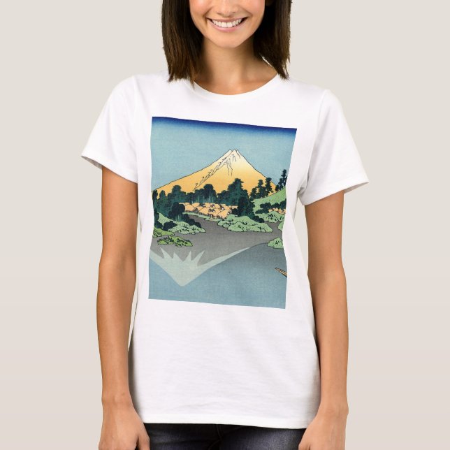 Camiseta Hokusai Monte Fuji reflete no lago Kawaguchi (Frente)