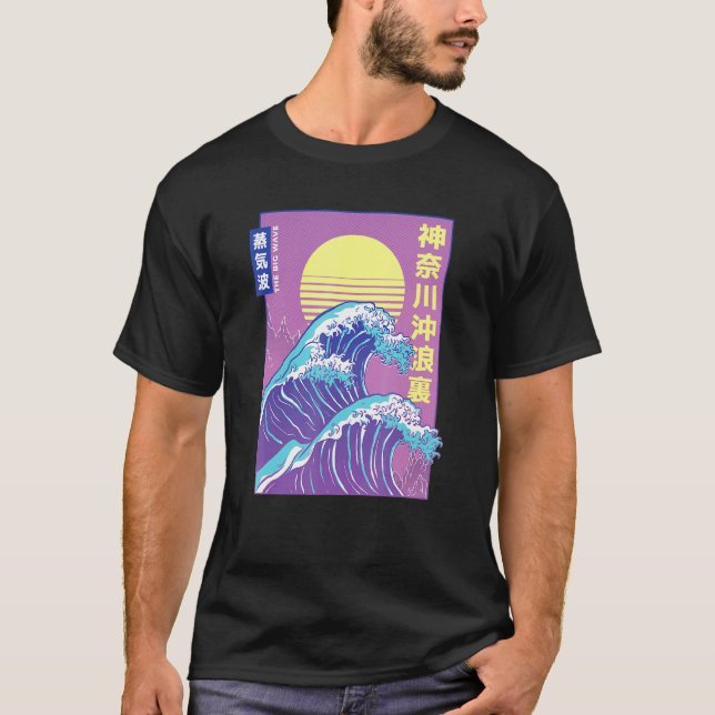 Camiseta Hokusai Retro Vaporwave Aestético Grande Onda (Frente)