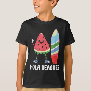 Camiseta Hola Beaches Cute Kawaii Watermelon Surfboard Beac