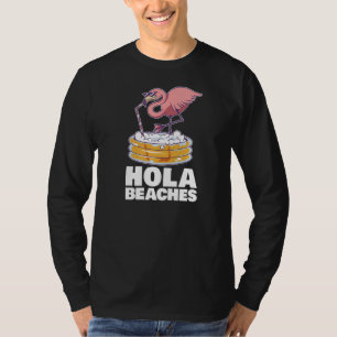 Camiseta Hola Beaches Summer Beach Flamingo Sunglass