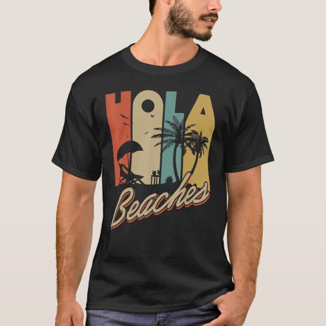 Camiseta Hola Beaches Tropical Summer Vacay Group Memória D (Frente)