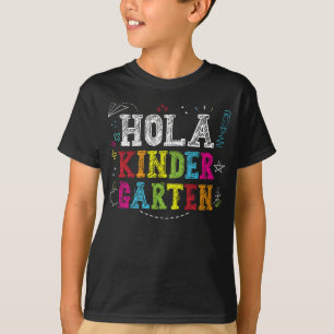 Camiseta Hola Kindergarten Espanhol de Volta aos Estudantes