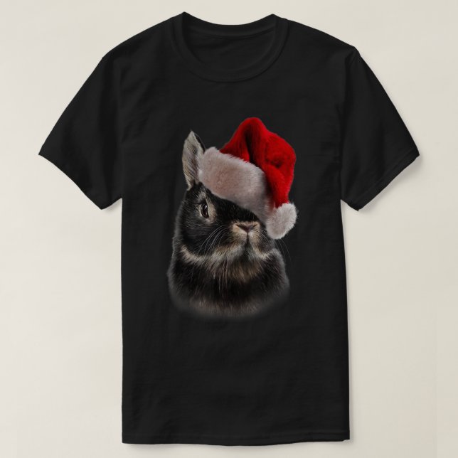Camiseta Holanda Rabbit Rabbit Natal Santa Hat Bunny (Frente do Design)