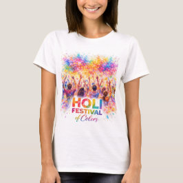 Camiseta Holi Festival Crowd Celebration Watercolor Art