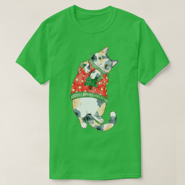 Camiseta Holiday Calico Cat (Frente do Design)