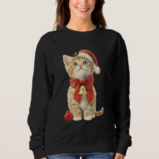 Camiseta Holiday Christmas Sweater Kitten With Red Ornament