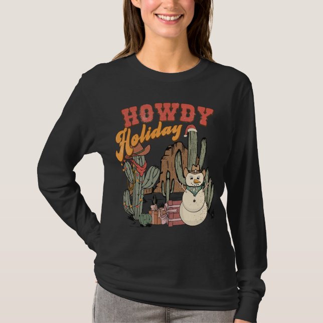 Camiseta Holiday Christmas Western Country Luzes Tre (Frente)