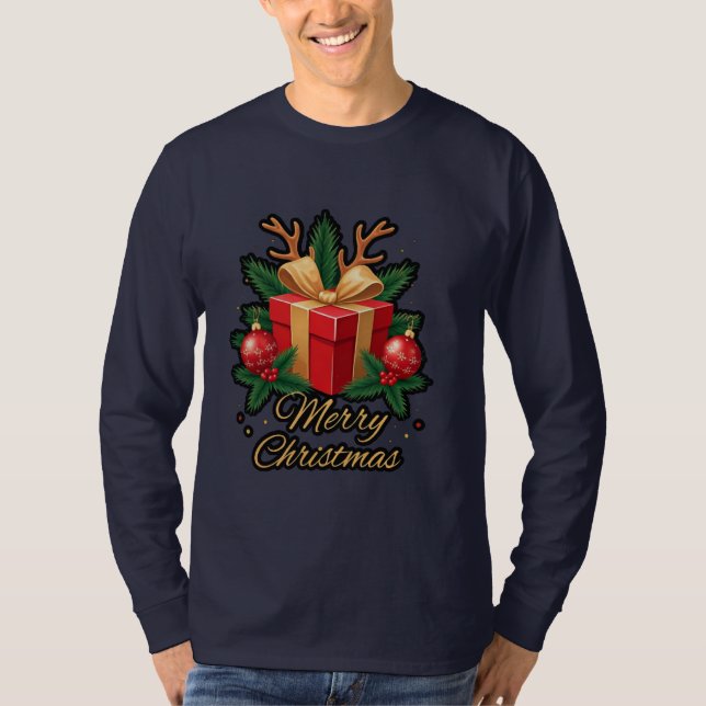 Camiseta "Holiday Elegance: Presentes, Árvores e Reindeer D (Frente)
