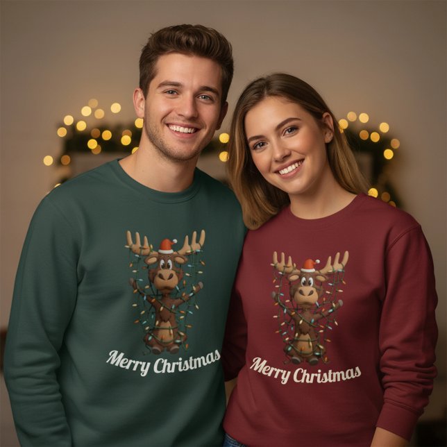 Camiseta Holiday Lights Moose (Criador carregado)