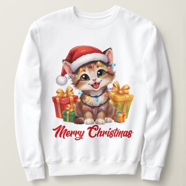 Camiseta Holiday Lights & Whiskers (Frente do Design)