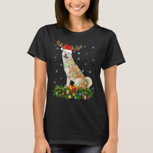 Camiseta Holiday Reindeer Hat Papais noeis Akita Dog Christ