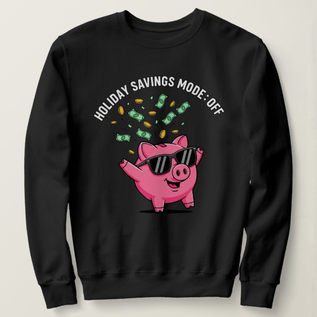 Camiseta Holiday Savings Mode: OFF – Funny Christmas Pig (Frente do Design)