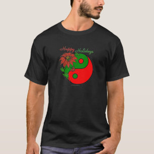 Camiseta Holiday Yin Yang Poinsettia Green Red