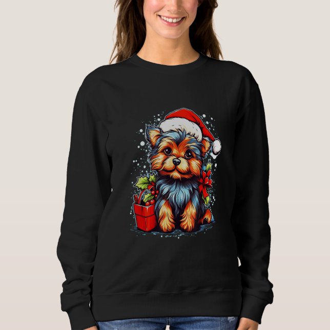 Camiseta Holiday Yorkshire Terrier Cute Christmas Dog Desig (Frente)