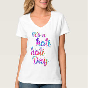 Camiseta holiES - é UM DIA de HOLI HOLI + yur backgr.