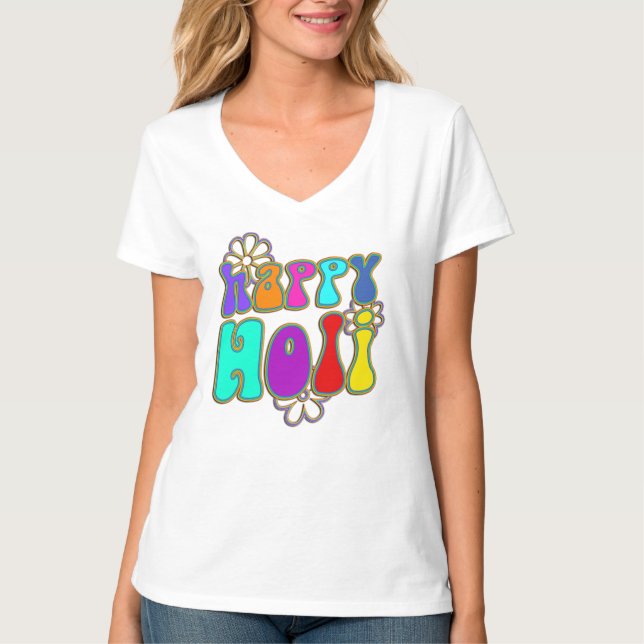 Camiseta HoliES - FELIZ HOLI, abre flores 1 (Frente)