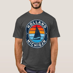 Camiseta Holland Michigan MI Vintage Sailboat Retro 70s
