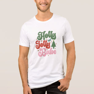 Camiseta Holly Jolly Babe Retro Groovy Feriados de Natal