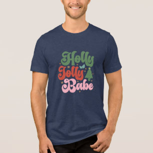 Camiseta Holly Jolly Babe Retro Groovy Feriados de Natal