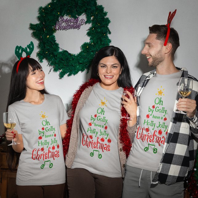 Camiseta Holly Jolly Christmas Typografia Classic Song (Holly Jolly Christmas Typography Classic Song T-Shirt)