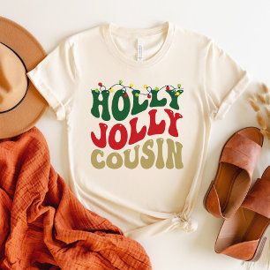 Camiseta Holly Jolly Cousin Christmas Groovy White