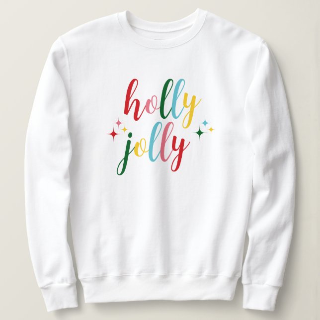 Camiseta Holly Jolly Cute Colorful Script Christmas (Frente do Design)