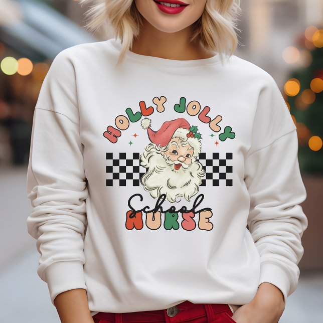 Camiseta Holly Jolly, enfermeira de natal, Papais noeis ret (Criador carregado)