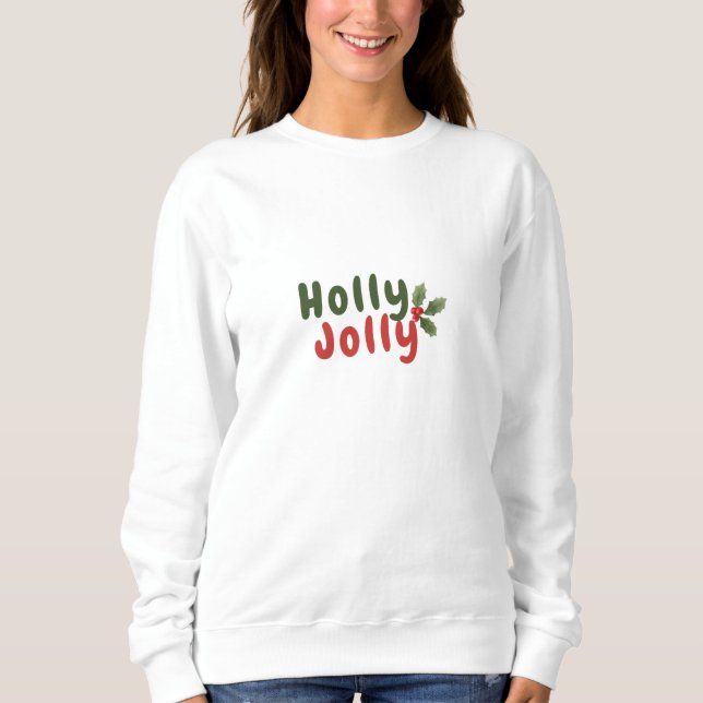 Camiseta Holly Jolly - Festa Festiva de Férias com Ícone Ho (Frente)